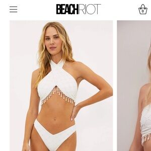 Beach Riot Jessica Top Ivory Pearl White Halter Bridal Bachelorette swim bikini